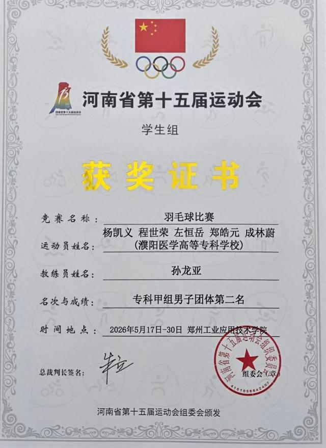 华体会APP-濮阳医专学子在河南省大学生羽毛球运动会斩获多项荣誉|濮阳医学高等专科学校|郑州工业应用技术学院|濮阳市|郑州市|郑皓元_新浪体育_新浪新闻